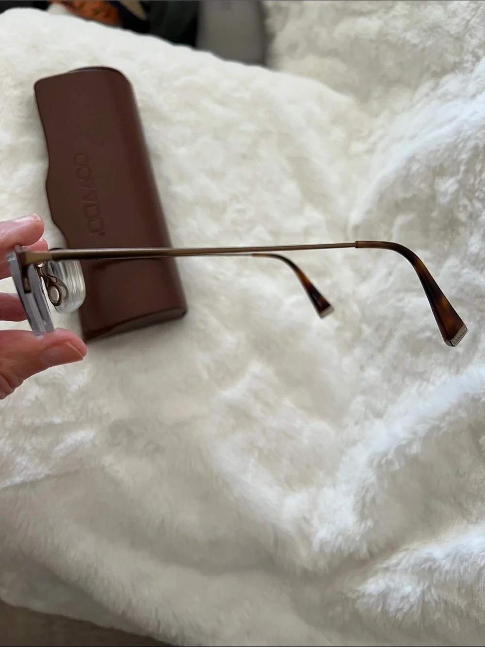 Oliver Peoples Rectangular Eye Glass Frames in Brown and Bronze w Silver accents